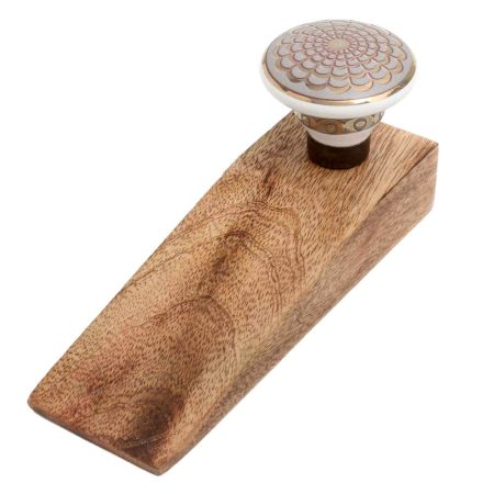 Golden Crown Pattern Ceramic Wooden Door Stopper